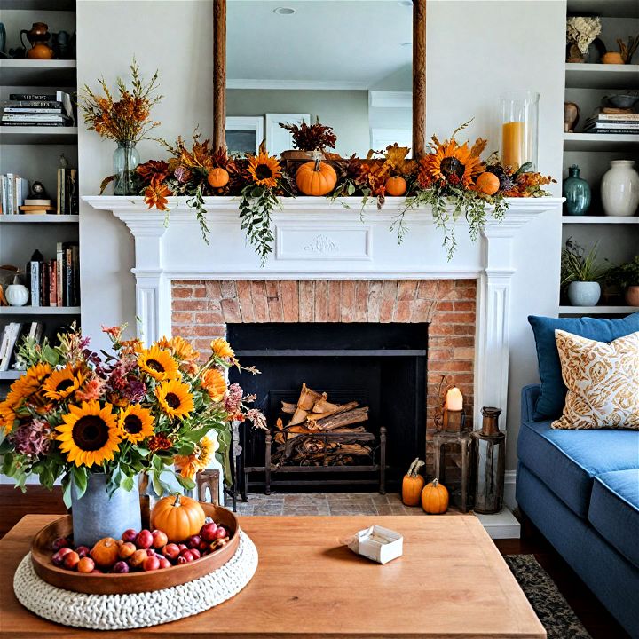 rustic and chic dried flower mantel decor