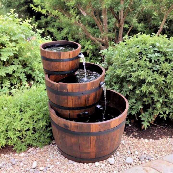 rustic barrel fountain design