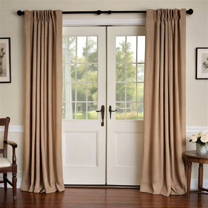 rustic burlap curtains for french door