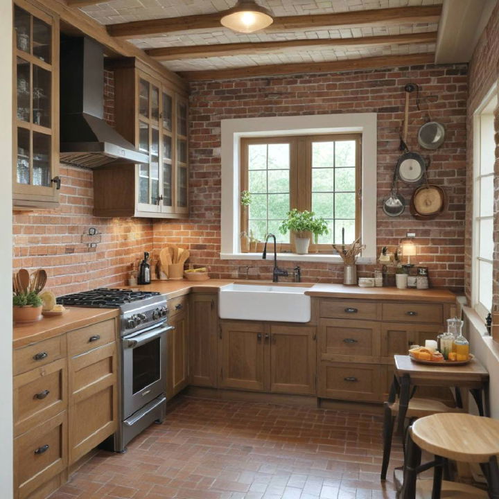 rustic charm brick wall for craftsman kitchen