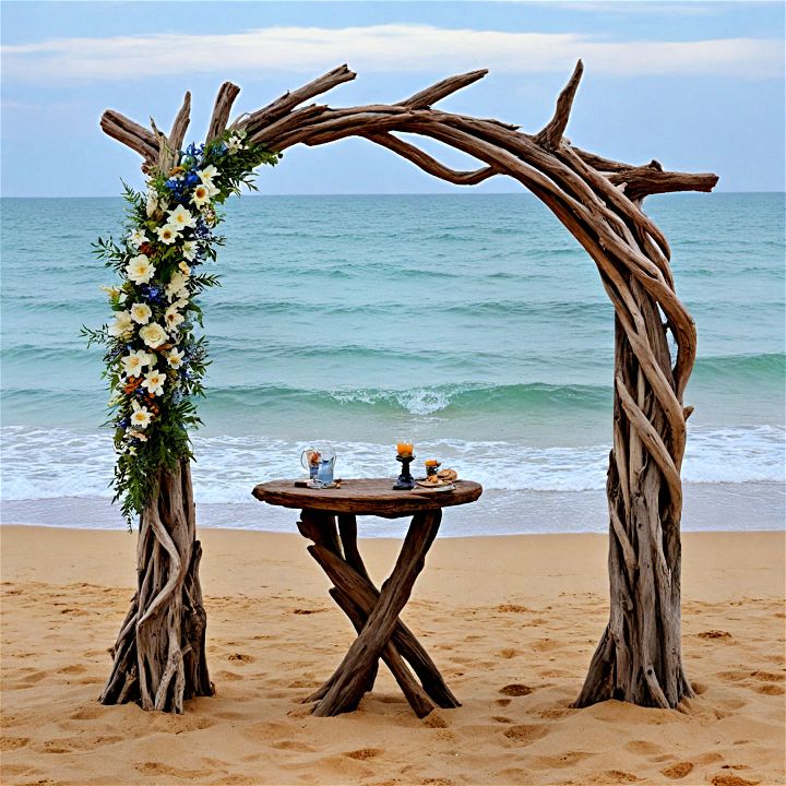 rustic driftwood wedding arch