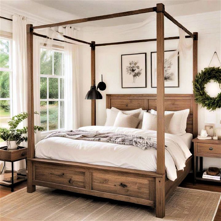 rustic farmhouse canopy bed