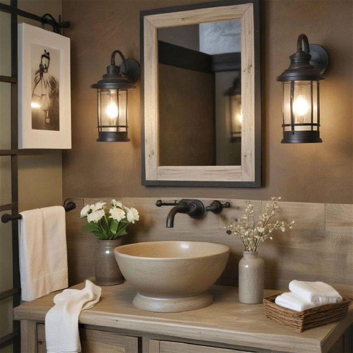 rustic lanterns for bathroom