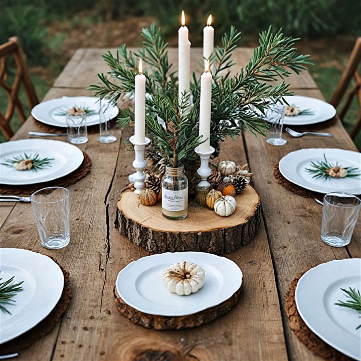 rustic log slices centerpiece