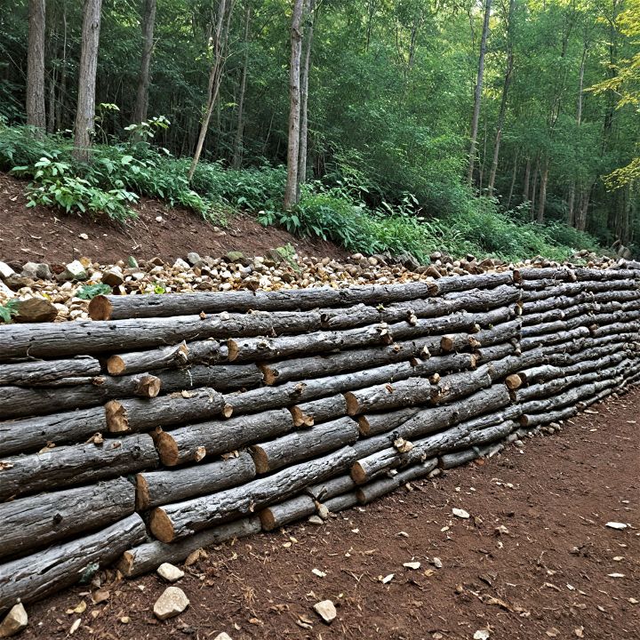 rustic log wall for nature focused landscapes