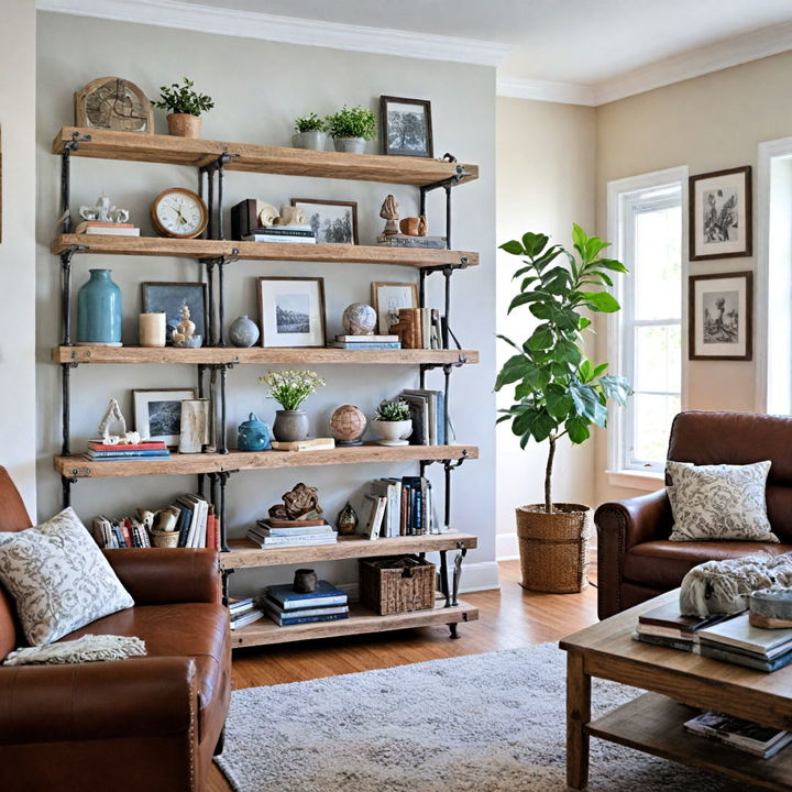 rustic shelving to showcase books or decor