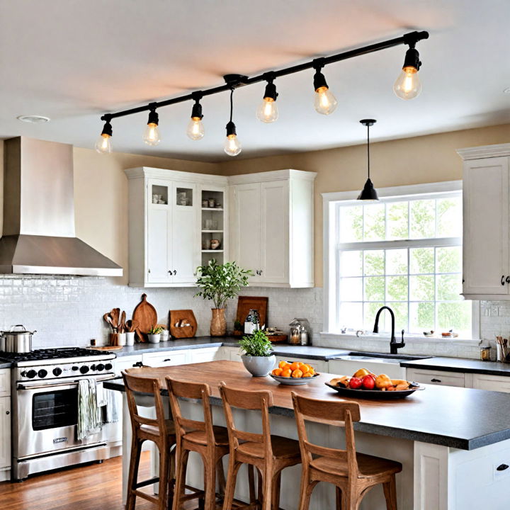 rustic track lighting for kitchen