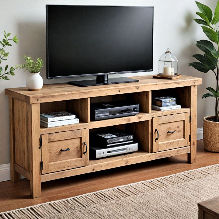 rustic tv stand to bring natural beauty