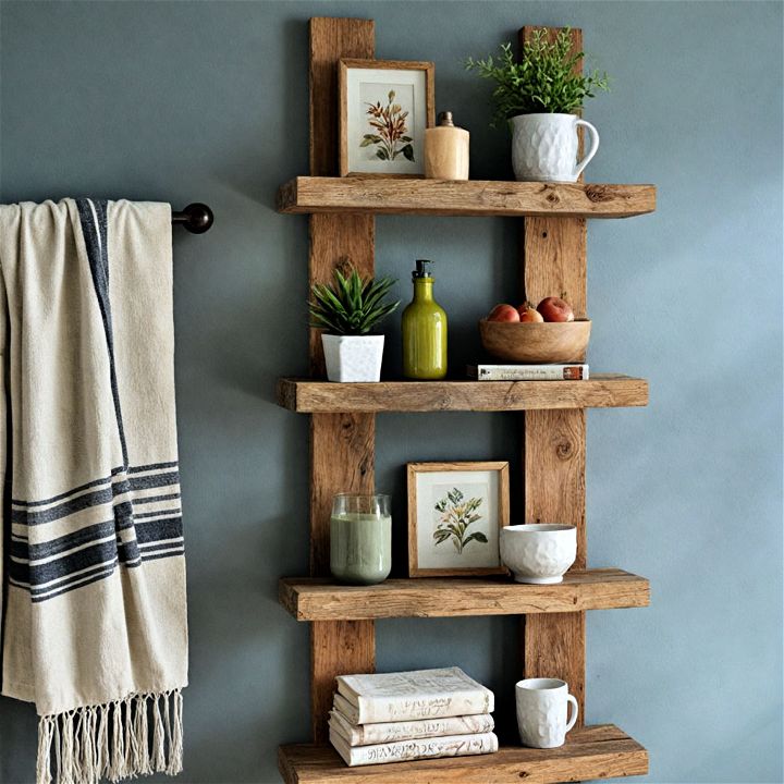 rustic wood shelves to add unique charm