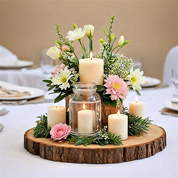 rustic wood slice centerpiece