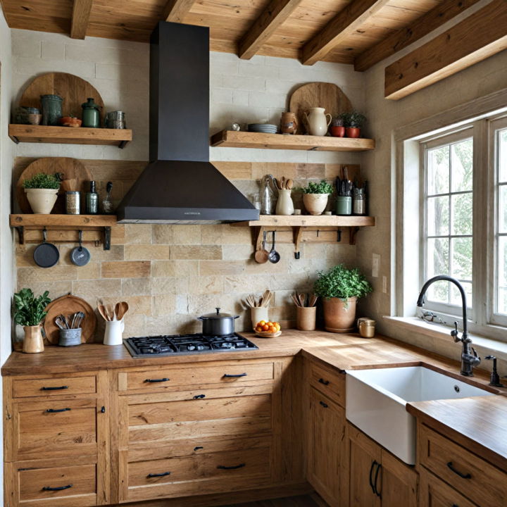 rustic wooden accents for craftsman kitchen