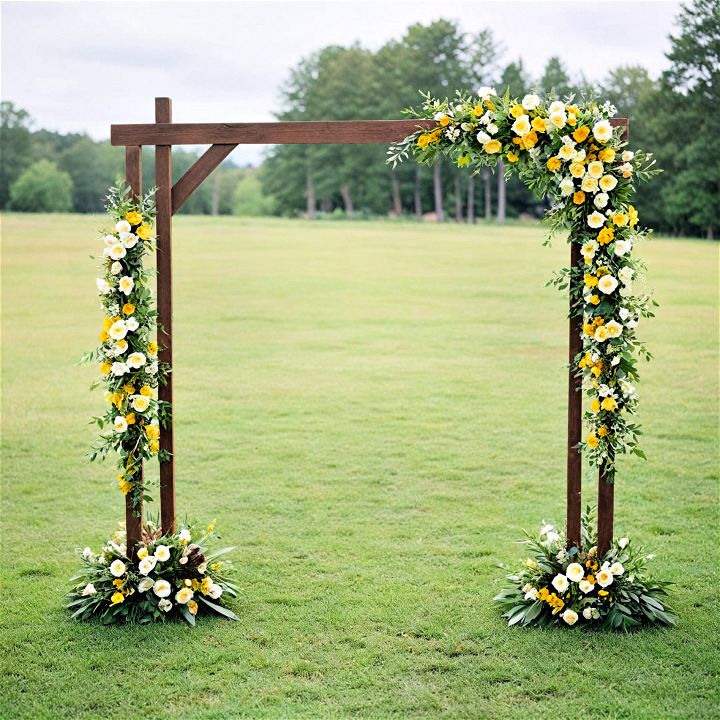 rustic wooden arch for countryside weddings