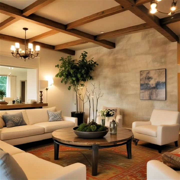rustic wooden beams for living room