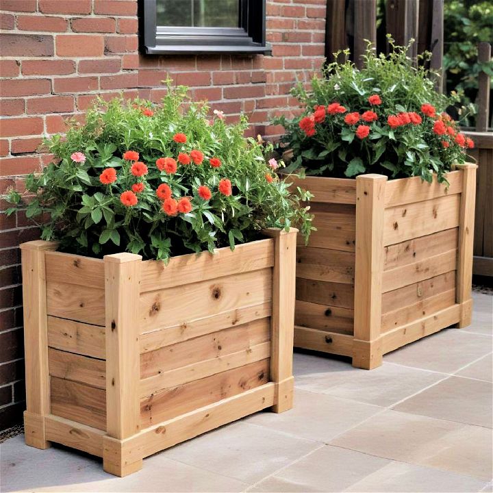 rustic wooden planters