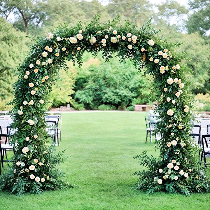 rustic yet elegant greenery arch