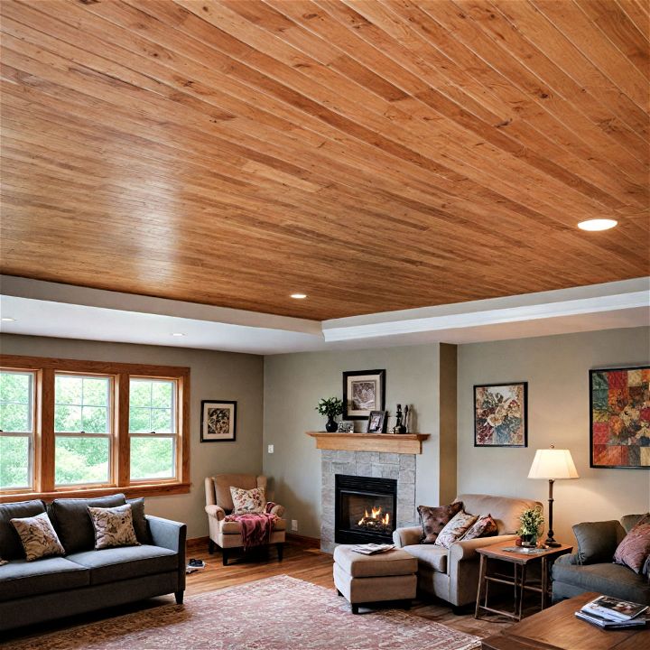 rutsic and cozy wood plank ceiling