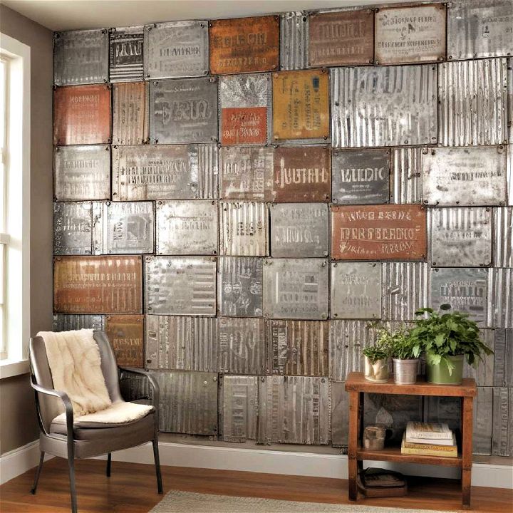salvaged metal accent wall