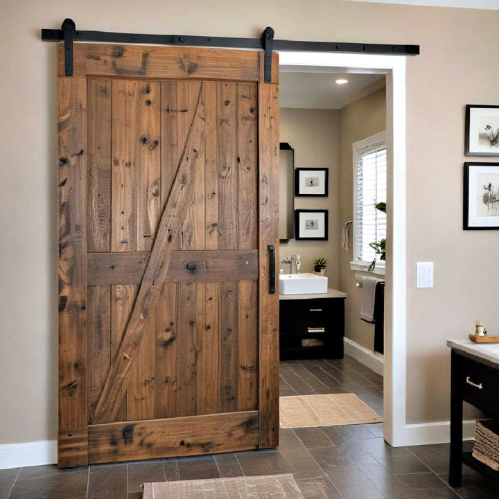 seamless barn door for bathroom