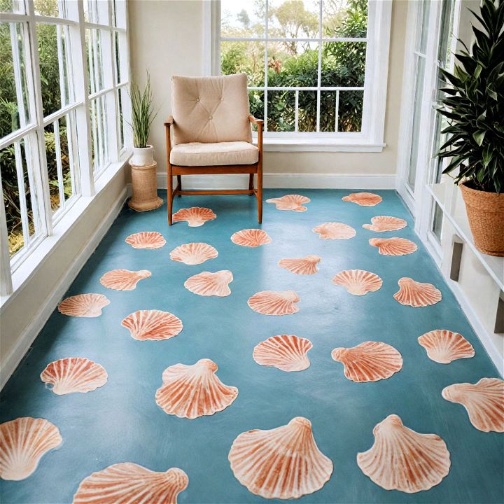 seashell pattern painted floor