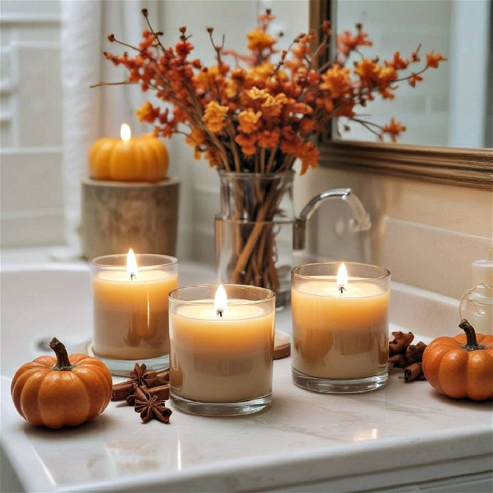 seasonal scented candles for fall bathroom