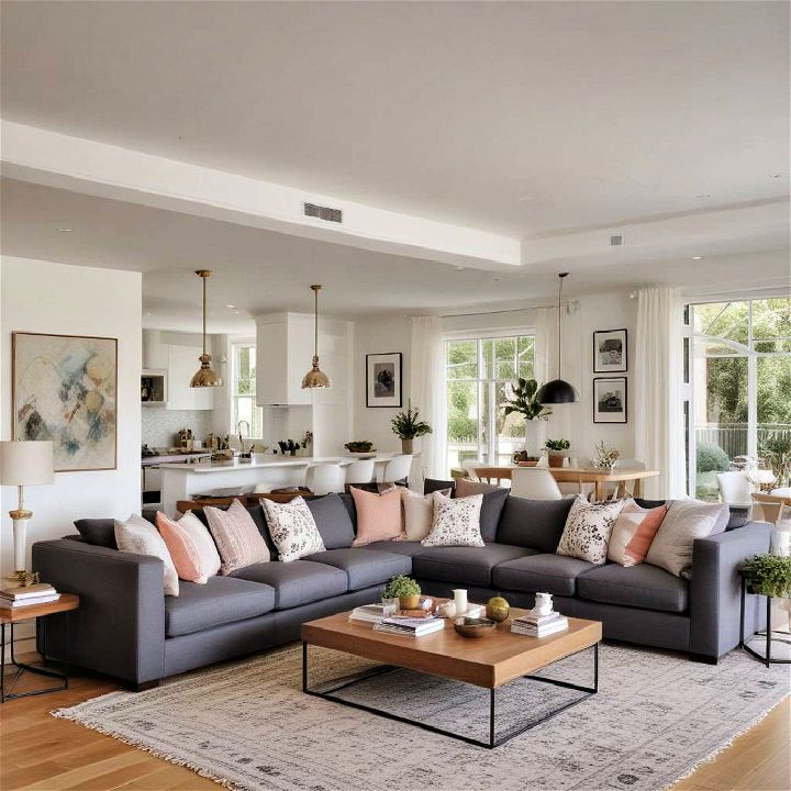 separate zones for sectional living room