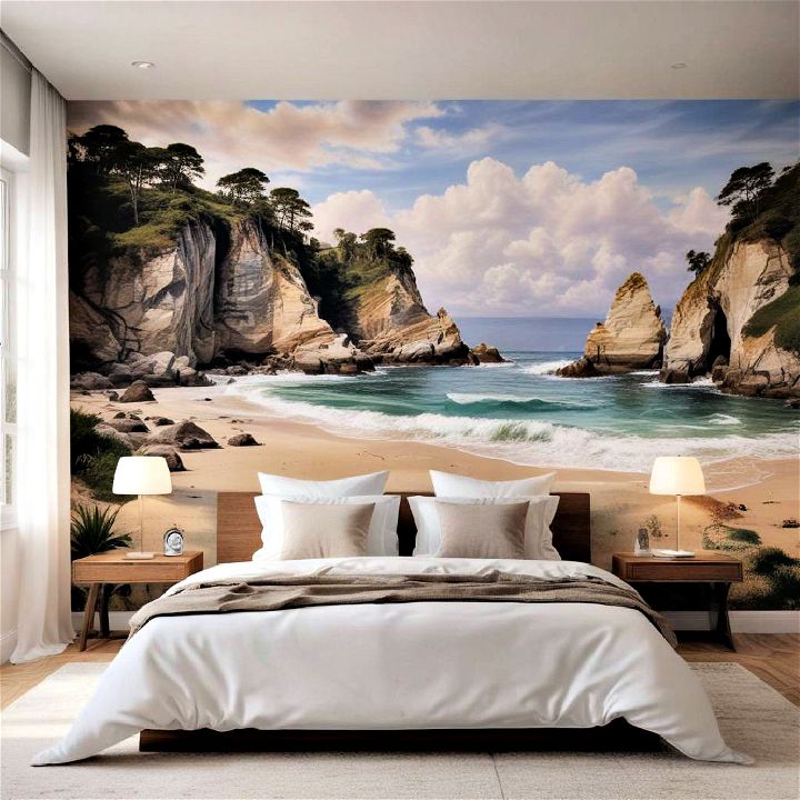 serene beach mural