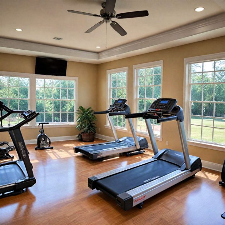 set up a fitness center in your florida room