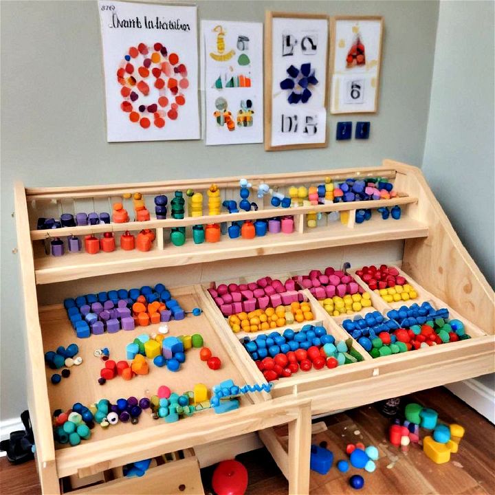 set up a math manipulative station