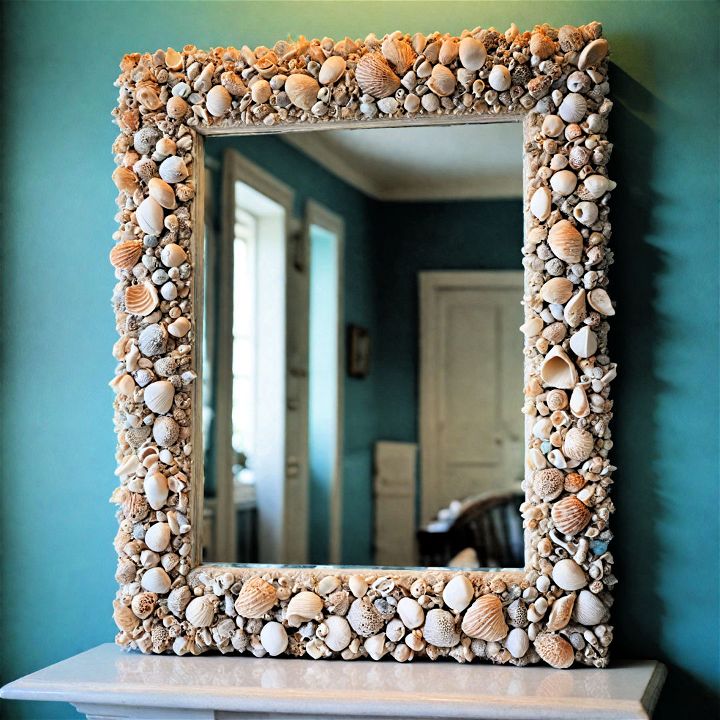 shell encrusted mirror decor