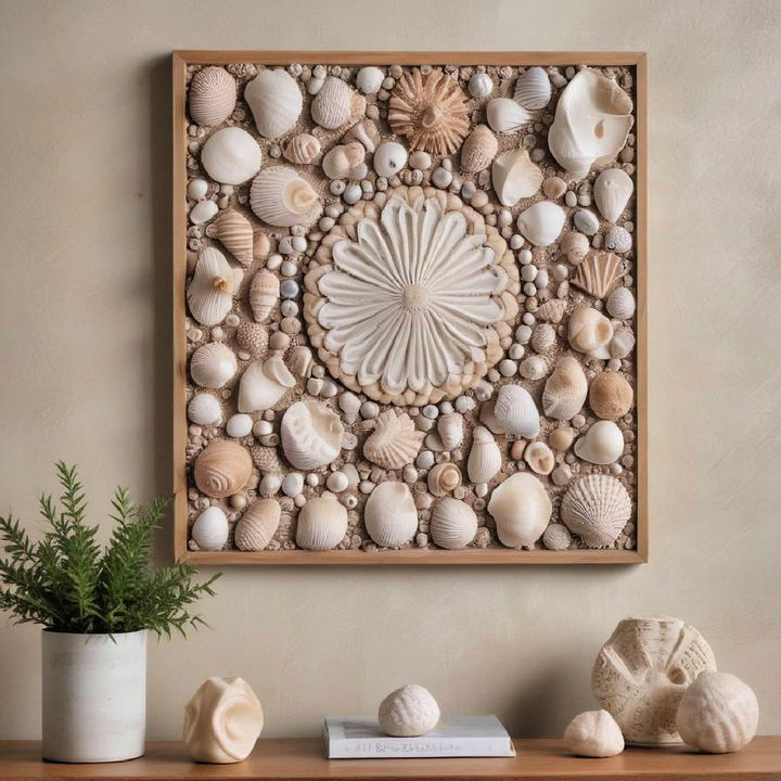 shell wall art for boho wall decor