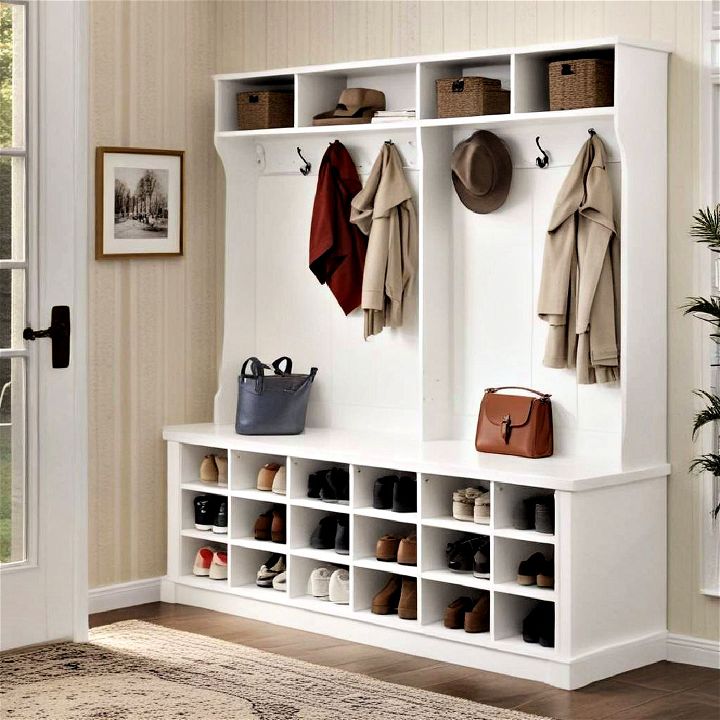 shoe bench with coat hooks