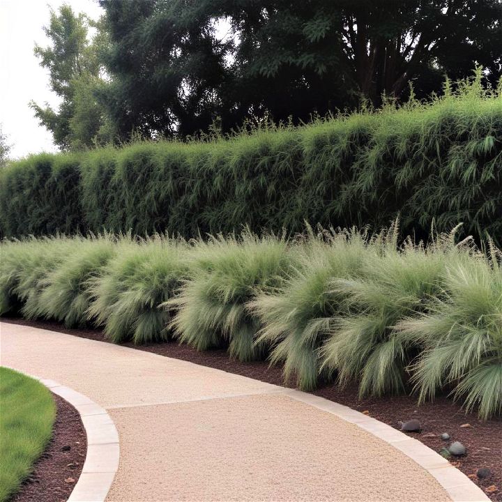 shrubs and tall grasses screen