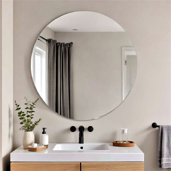 simple frameless round mirror