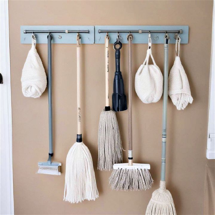 simple hooks to hold your mops and brooms