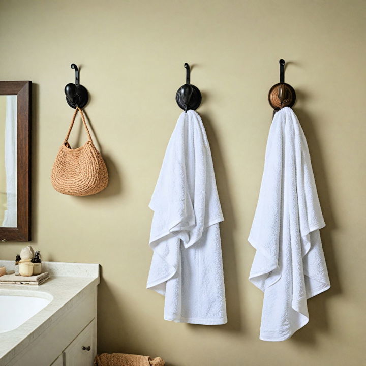 simple wall hooks for bathroom storage