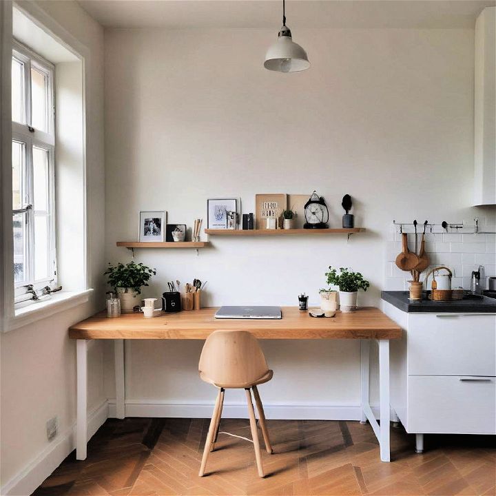 simple wooden bench desk for kitchen