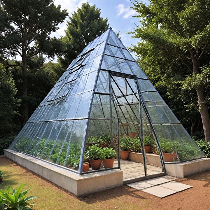 sleek and functional pyramid greenhouse