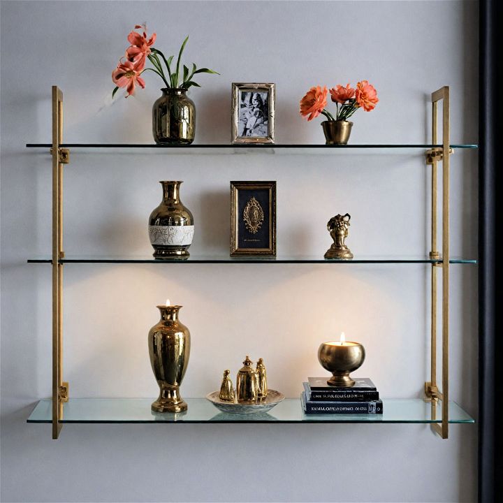 sleek and modern glass shelves