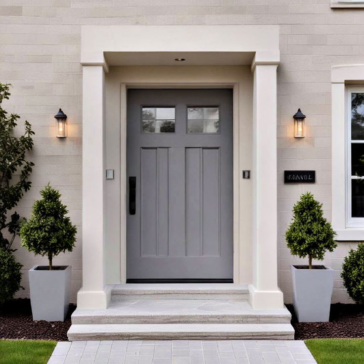 sleek and modern pale grey front door