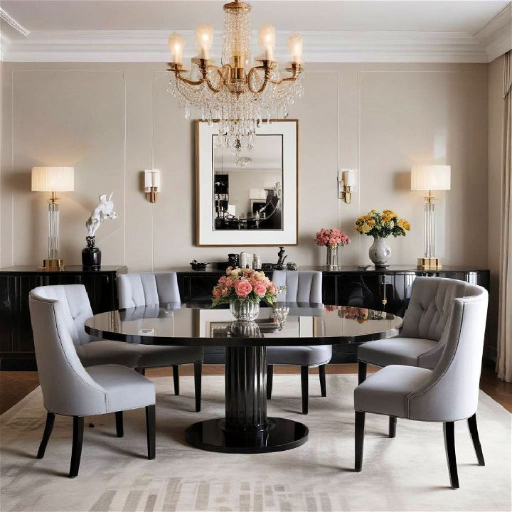 sleek lacquered furniture for dining room