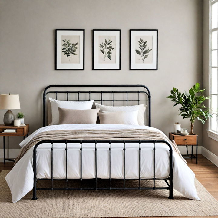 sleek metal bed frames for industrial decor