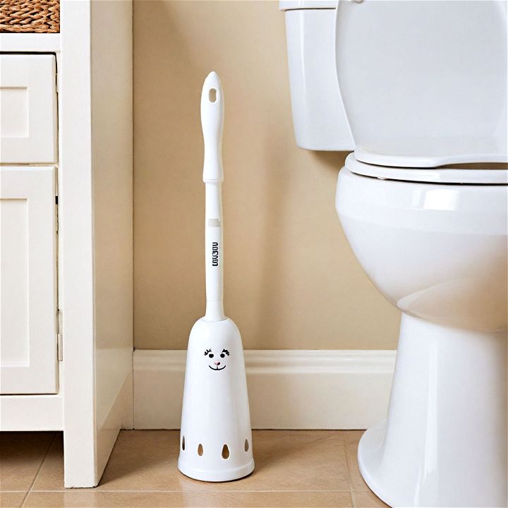 sleek toilet brush with a holder