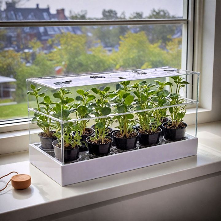 sleek windowsill greenhouse