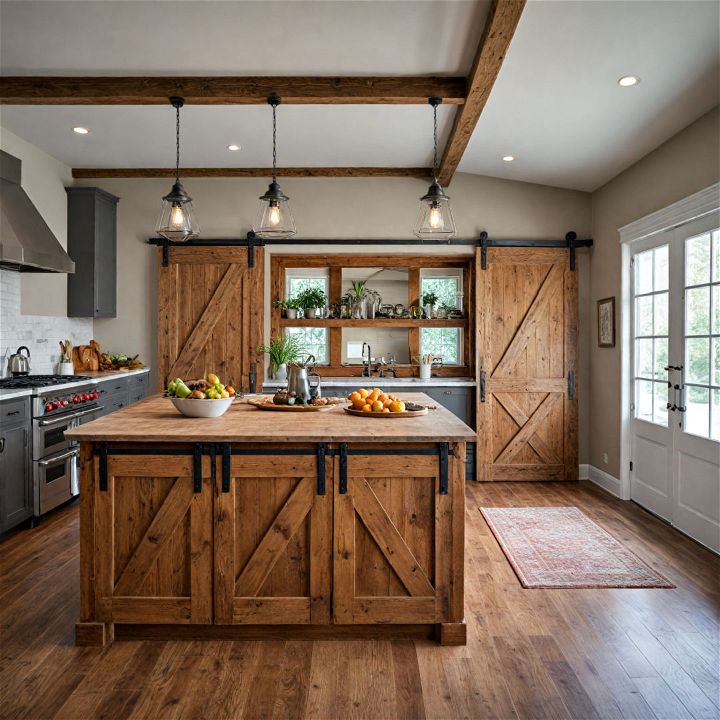 sliding barn doors kitchen island