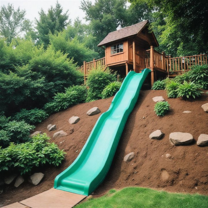 sloped backyard play area