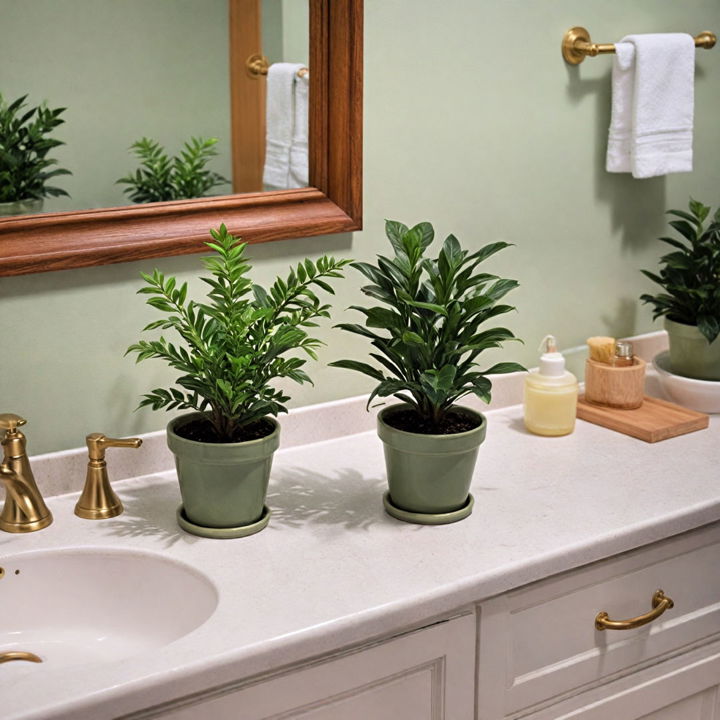 small potted plant for bathroom counter decor