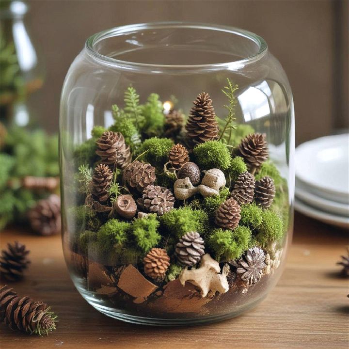 small terrarium using glass container