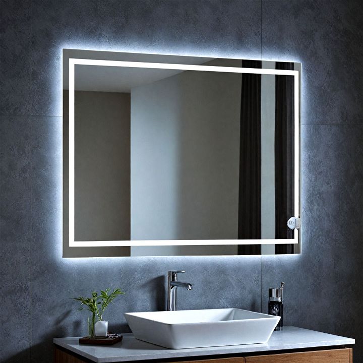 smart mirror bathroom with lights