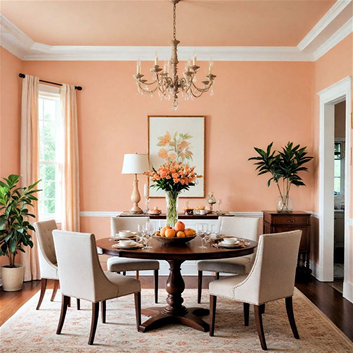 soft peach color dining room