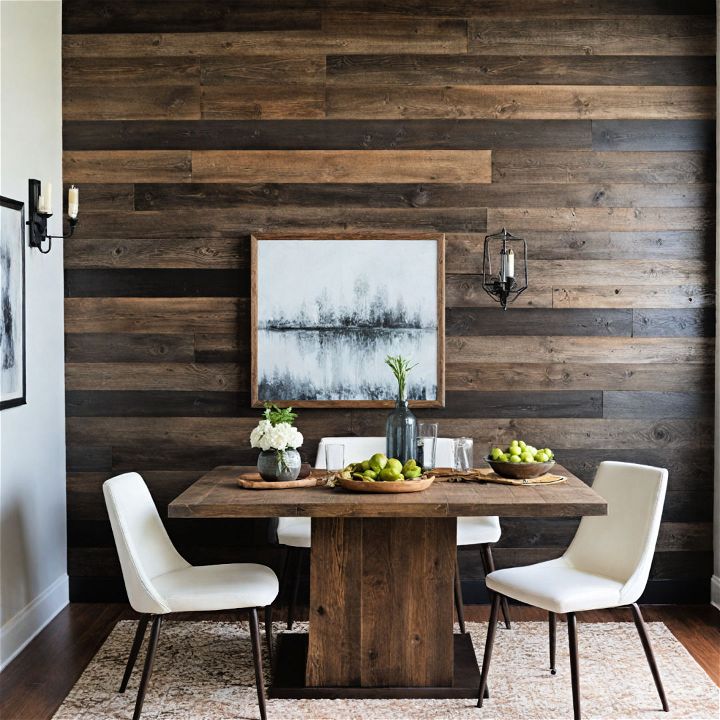sophisticated dark stained barnwood wall